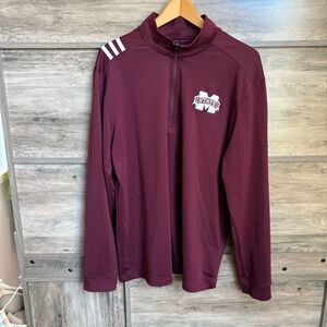 Adidas Mississippi State Maroon Long Sleeve 1/4 Zip Athletic Sweatshirt Jacket A
